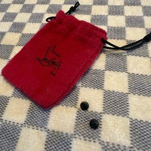 2 Louboutin replacement spikes black cones with tiny pouch